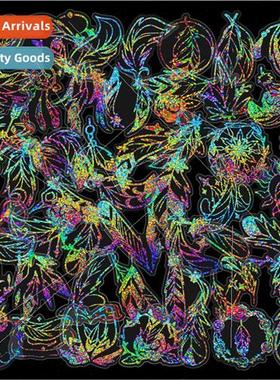 50 silver laser transparent feather stickers temu aurora las