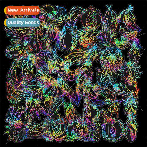 50 silver laser transparent feather stickers temu aurora las