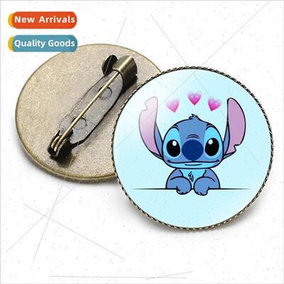 Animated Movie Star Baby Stitch Time Gemstone Vintage Brooch