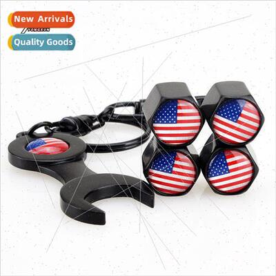 New U.S. flag tire anti-theft with wrench valve cap tire val