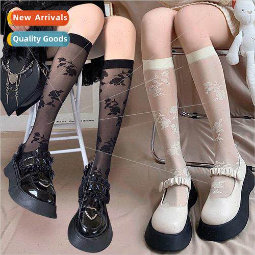 Rose calf socks girls jk socks summer thin ins and knee sock