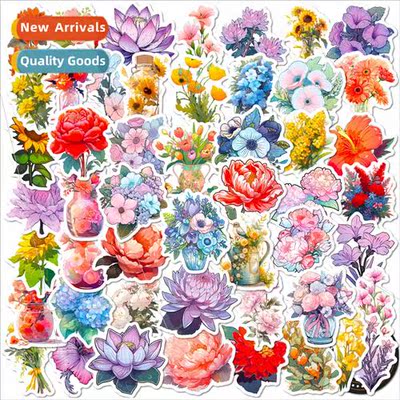 50 pcs of flowers mixed stickers new cartoon plants and flow