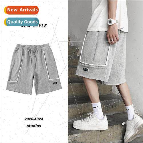 2021 summer new splicing straight work shorts mens hip-hop h