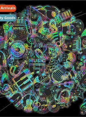 50 silver laser music note stickers PET dazzle color decorat
