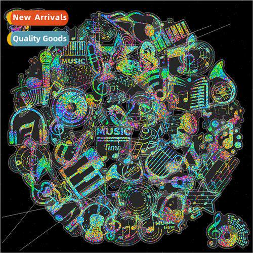 50 silver laser music note stickers PET dazzle color decorat
