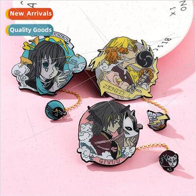 Cartoon Anime Metal Badge Ghost Destruction Blade Charcoal H