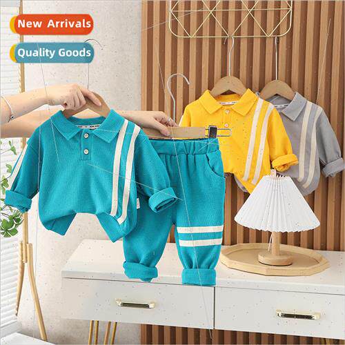 Boys polo shirt suit 2023 new baby long-sleeved clothes litt