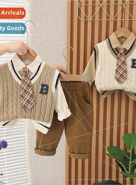 2336 fall boys college  sweater vest three-piece spring and