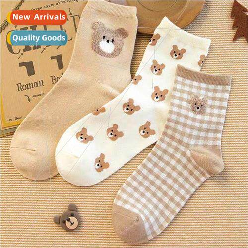 Japanese cute bear socks female ins spring and fall jk socks