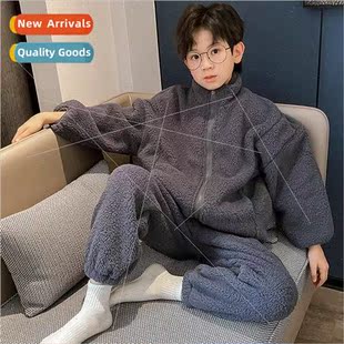 fall and winter Childrens fleece boys coral thickene pajamas
