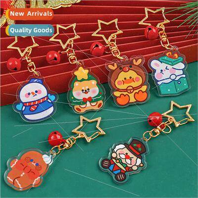 Cartoon Christmas snowman bell keychain cute Christmas diy d