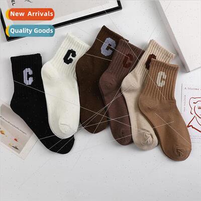 letter C socks men and women casual hundred with college  sp