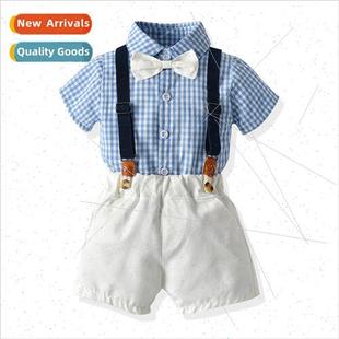 clothing male short ins plaid childrens sleeved shirt summer