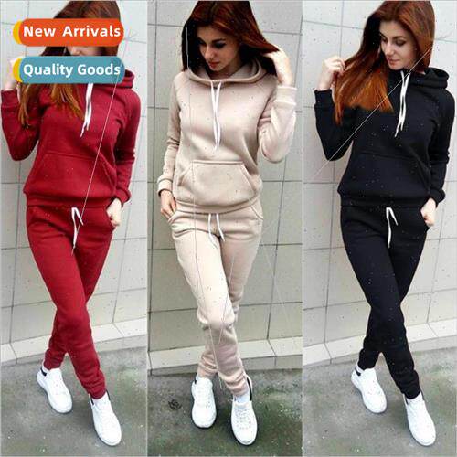 2023 fall and winter new womens sweater fleece hooded sports