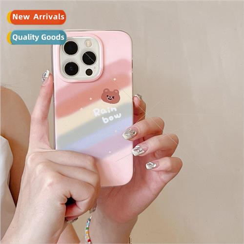 Ins  rainbow bear head 适用 iPhone 12/13pro case 11 Apple 14