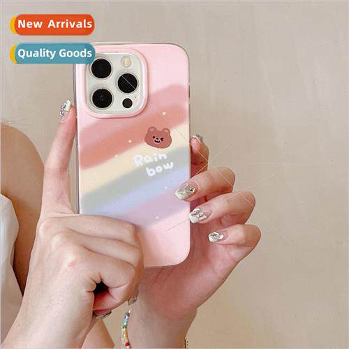 Ins  rainbow bear head 适用 iPhone 12/13pro case 11 Apple 14