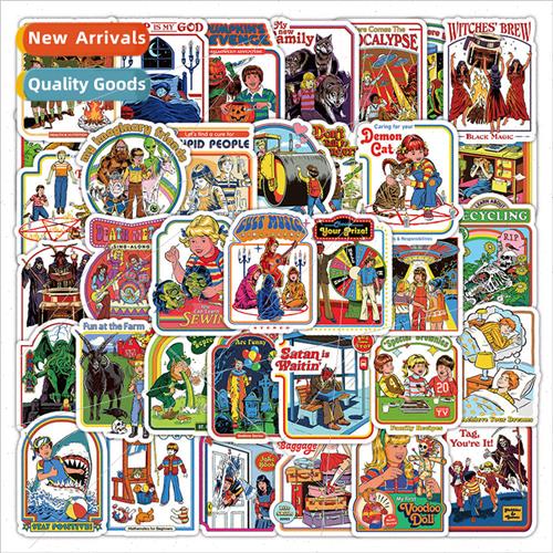 50 Scary American Poster Stickers Hidden in Illustrations Ho