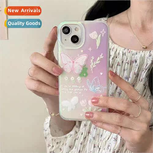 Laser Gradient Butterfly Flower iPhone 14 Phone Case 11 适用