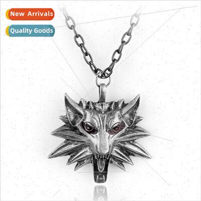 The witcher 3 wild hunt zinc alloy wolf head pendant mens ne
