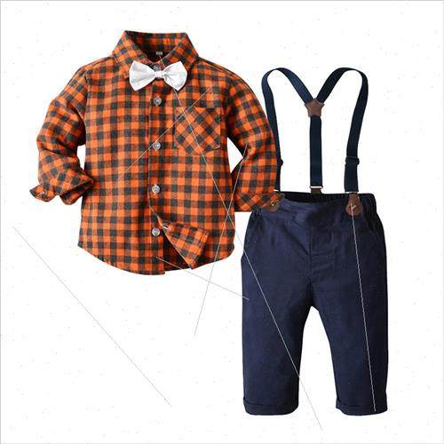 Childrens early fall backpack pants set multicolor long-slee