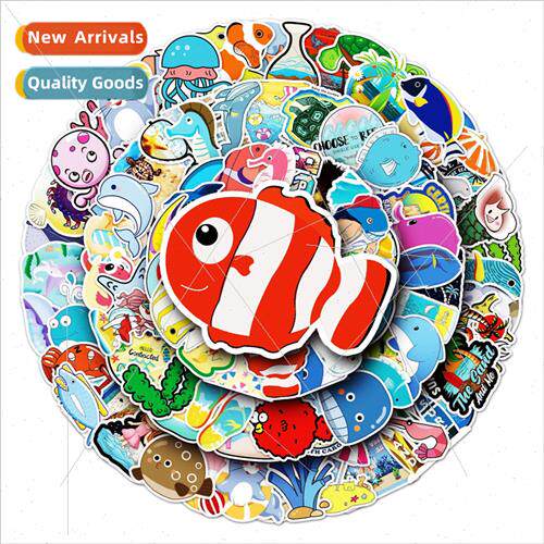 100 -repeating marine creatures stickers laptop luggage scoo