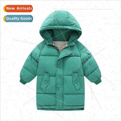 Childrens down cotton jacket boys in long thickened cotton g