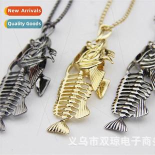 bone fish necklace sweater colla Hundreds chain