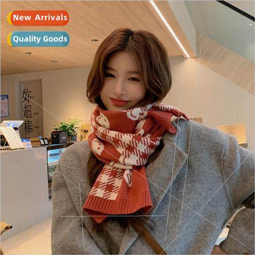 New Korean  of the smiley face plaid double-sided knitted sc