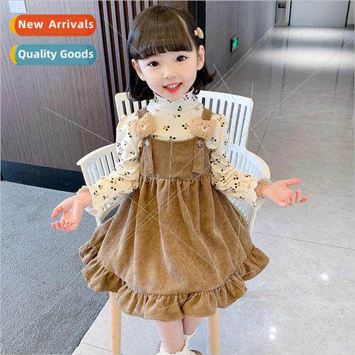 childrens clothing girls suit long-sleeved corduroy back dre