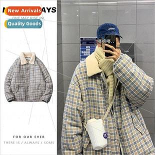 cotton jacket lapel wool coa thickened plaid winter Lamb men