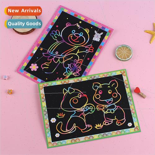 Large cute students dazzle colorful scratch painting paintin