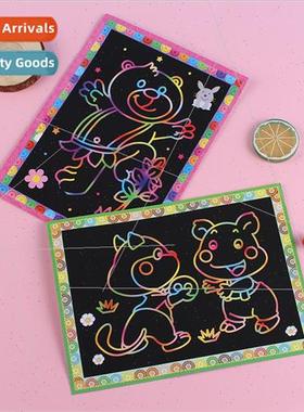 Large cute students dazzle colorful scratch painting paintin