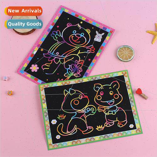 Large cute students dazzle colorful scratch painting paintin