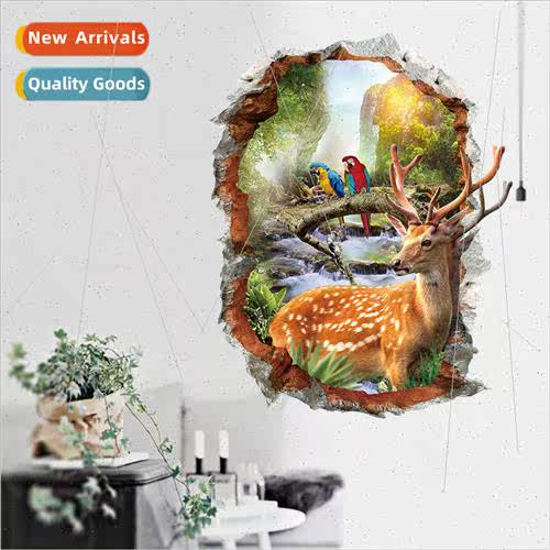 Wall stickers new 3D plum deer broken wall removable decorat