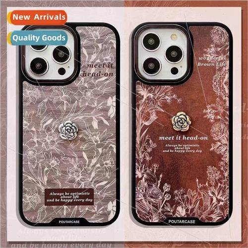 Retro Line Sketch Flower iPhone 14 Camellia 15 ProMax 适用 A