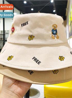 Spring and summer sweet embroidery bear fisherman hat female