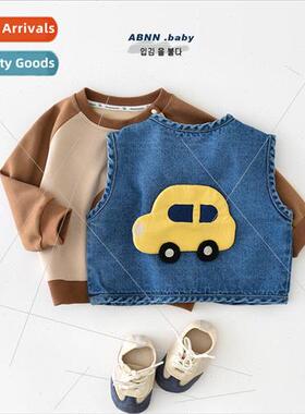 Childrens spring vest infant cute cartoon car undershirt men