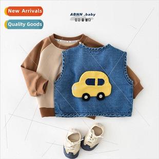 Childrens spring vest infant cute cartoon car undershirt men