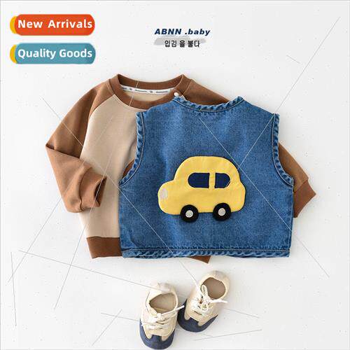 Childrens spring vest infant cute cartoon car undershirt men