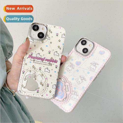 INS Full Flower Bunny 14Pro Max Makeup Refill Mirror iPhone