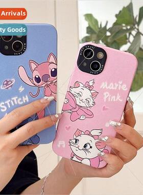 Japanese cartoon pink cat couple  适用 Apple 12/13ProMax pho