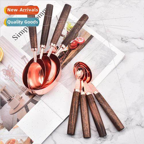 Walnut Baking Set Stainless Steel Measuring Cups Measuring S