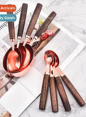 Walnut Baking Set Stainless Steel Measuring Cups Measuring S