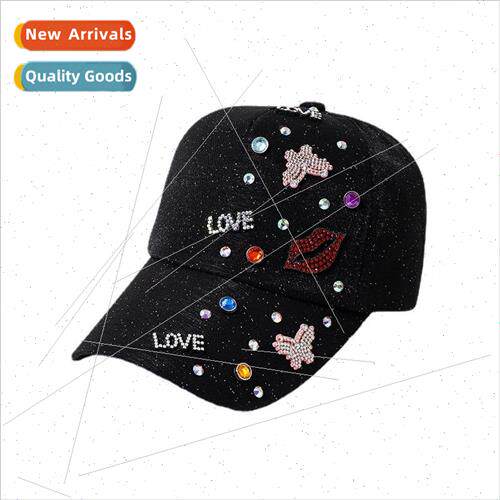 Drill decorated duck tongue cap fashionable nd shiny diamond