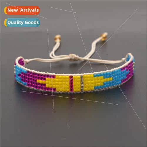 Bracelet women beaded rice beads woven geometric bracelet si