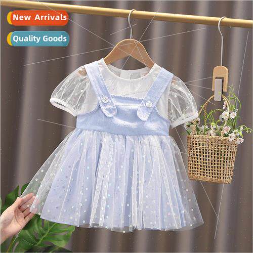 Childrens 2021 new childrens dress summer girls short-sleeve