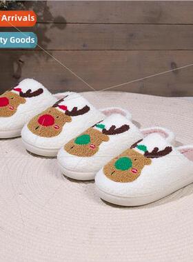 Christmas elk cotton slippers female fall and winter home co