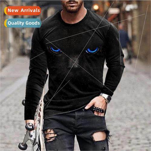 2023 in the fall new mens large size long-sleeved T-shirt 3D