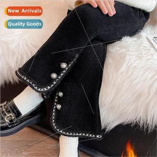 padded the pants flare micro color solid girls Korean