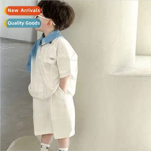 Childrens shirts 2023 summer new Korean  of men and girls fa
